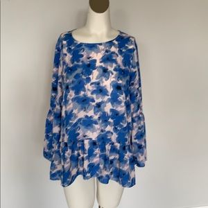 Blush/Blue/Black J. Crew flouncy top